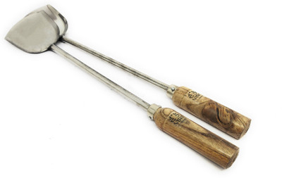 Nyra ® Stainless Steel Chinese Spatula/Palta - Wooden Handle Turner Scraping/Flipping Lifting Spatula(Pack of 2)