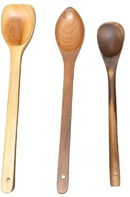 Dynore Wooden Cooking Spoons for Non-Stick Cookware - Set of 3 Wooden Spatula(Pack of 3)