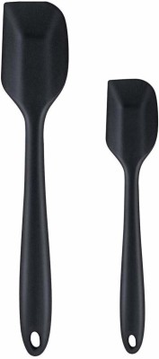 Baskety Silicone Non-Stick Heat Resistant Kitchen Utensil| Spatula Big 27cm+Spatula Small 20.6cm|Set of 2 BLACK Spatula Non-Stick Spatula(Pack of 2)