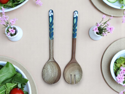 LOKLORE Vanaja Acia Wood Server Wooden Spatula(Pack of 2)