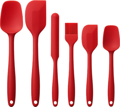 K Buyz 6 Pcs Red Silicone Spatula Set – Heat Resistant Non-Stick Cooking Utensils Mixing Spatula(Pack of 6)
