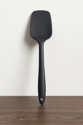 Baskety Silicone Non-Stick Heat Resistant Kitchen Utensil| Spatula Spoon Small 20.6cm |Black Set of 1 Non-Stick Spatula(Pack of 1)