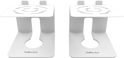Softline Pro SP DMS3 Desktop Speaker Stands (Pair) White Heavy-Duty Metal Speaker Mount