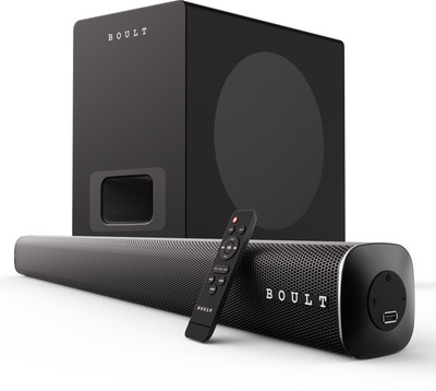 Boult Bassbox X120 with Subwoofer, 120W Power, 2.1 Channel, 3 EQ Modes, Remote Control 120 W Bluetooth Soundbar(Black, 2.1 Channel)