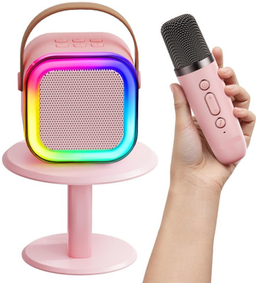 Techfly K12 Speaker | Wireless Bluetooth | Karaoke Mic With RGB 10 W Bluetooth Home Audio Speaker(Multicolor, Stereo Channel)