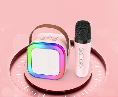 RHONNIUM Karaoke Machine for Kids, with Wireless Mics-Purple-if 10 W Bluetooth Home Audio Speaker(Pink, Stereo Channel)