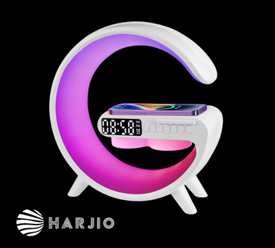 Harjio G Shape Ambient RGB lights, Party Bluetooth Speaker-Wireless Charger-Alarm Clock 5 W Bluetooth Home Audio Speaker(White, 2.0 Channel)