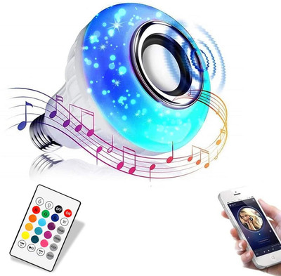 Teksqr Smart LED Music Play Bulb With 24 Keys Remote Control 10 W Bluetooth Home Audio Speaker(White, 4.1 Channel)
