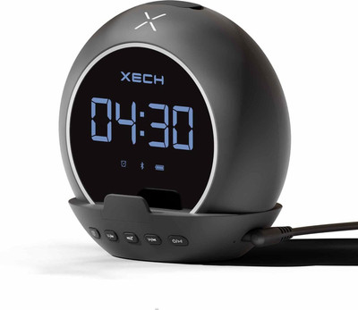 xech Digital LED Alarm Clock with Phone Holder Ellipse Black Clock