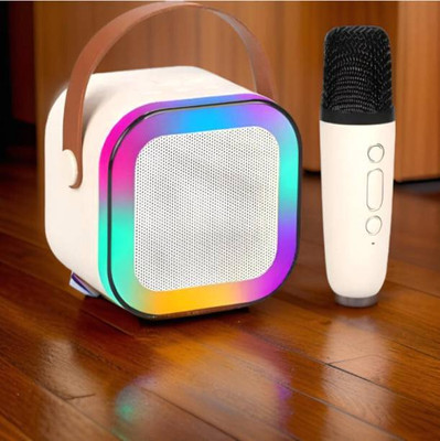 Ducncon K12 Speaker Machine Bluetooth-Compatible Wireless Karaoke Mic Speaker with RGB 12 W Bluetooth Home Audio Speaker(Beige, 5.1 Channel)