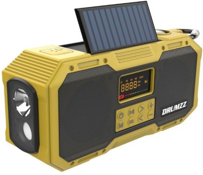 DRUMZZ TREK 600 Hand Crank Bluetooth Speaker, Solar Charging, Torch, Reading Light 14W 14 W Bluetooth Home Audio Speaker(Yellow, 2.0 Channel)