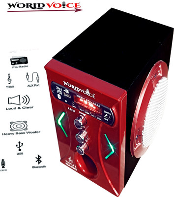 world voice BTO SUPER-XL RED NANO LED Sub-woofer & ECHO MIC SYSTEM BT/FM/MP3/USB/SD-Card/AUX 160 W Bluetooth Home Audio Speaker(Red, Stereo Channel)