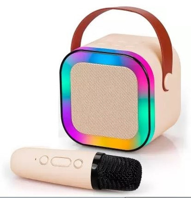 samipna K12 Speaker Machine Bluetooth-Compatible Wireless Karaoke Mic Speaker with RGB 5 W Bluetooth Home Audio Speaker(Cream, 5.0 Channel)