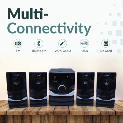 FINE 1404_4.1 Multimedia Home Theatre System with FM/AUX/USB Support & RemoteControl 60 W Bluetooth Home Theatre(Black, 4.1 Channel)