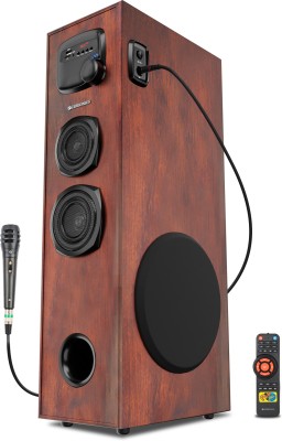 ZEBRONICS Zeb BT909RUCF Tower speaker with 8”subwoofer, Wired mic for Karaoke. 80 W Bluetooth Tower Speaker(Brown, Mono Channel)
