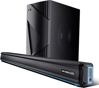 boAt Aavante Bar A3070 Dolby w/ Cinematic Audio, Dynamic LEDs & EQ Modes 300 W Bluetooth Soundbar(Premium Black, 2.1 Channel)