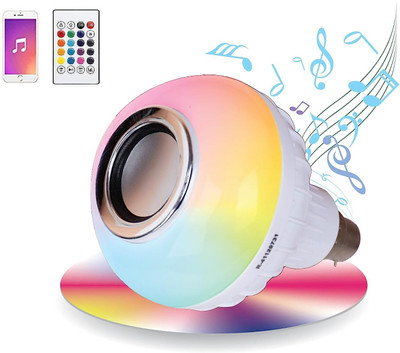 MOBONE Bluetooth Speaker LED Music Light Bulb Lamp with Remote Control 12 W Bluetooth Speaker(White, Stereo Channel)