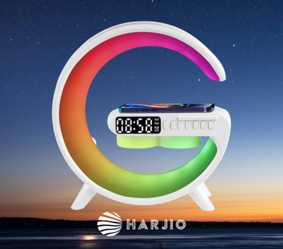 Harjio G Shape Ambient RGB lights, Party Bluetooth Speaker-Wireless Charger-Alarm Clock 5 W Bluetooth Home Audio Speaker(White, 2.0 Channel)