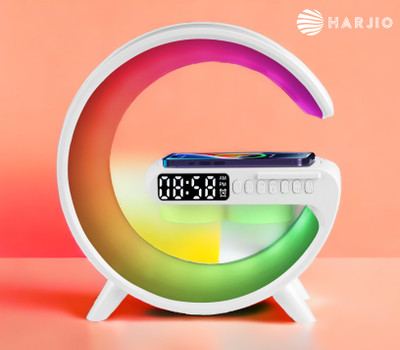 Harjio G Shape RGB Light Smart Bluetooth Speaker, 15w Wireless Charger, Digital Clock 5 W Bluetooth Home Audio Speaker(White, 2.0 Channel)