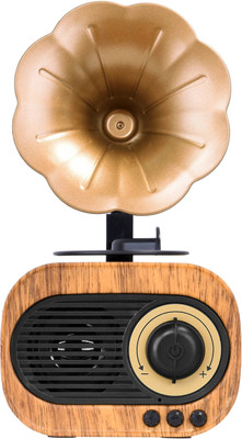 Walrus Gramophone Bluetooth Speaker With 3-6 Hour Playing Time, Built-In Mic, Handsfree Call, Aux Line, Usb Flash Drive, Micro Sd Card, Hd Stereo Sound And Bass 6 W Bluetooth Laptop/Desktop Speaker(Brown, Mono Channel)