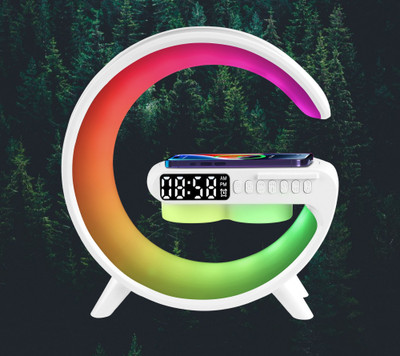 Harjio G Shape Ambient RGB lights, Party Bluetooth Speaker-Wireless Charger-Alarm Clock 5 W Bluetooth Speaker(White, 2.0 Channel)