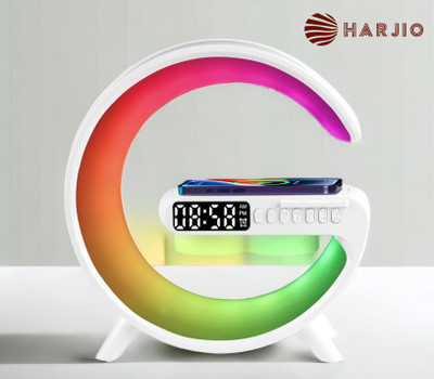 Harjio G Shape Ambient RGB lights, Party Bluetooth Speaker-Wireless Charger-Alarm Clock 5 W Bluetooth Home Audio Speaker(White, 2.0 Channel)