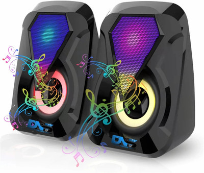 Daily Needs Shop Colourful LED Light Music Speaker With Full Power Sound Bass 3 W Laptop/Desktop Speaker(Black, 2.0 Channel)