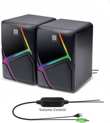 iball Disco 9 RGB USB Powered Multimedia 6 W Laptop/Desktop Speaker(Black, 2.0 Channel)