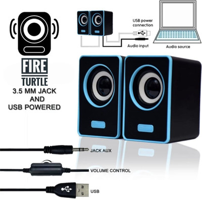 fire turtle Bass Sub woofer for PC Laptop /Desktop Speaker 6 W Laptop/Desktop Speaker(Blue, 2.1 Channel)