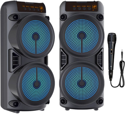 WOOS Rock Light Double Woofer Karaoke Speaker 6W Bluetooth TWS Mic Party Speaker 10 W Bluetooth Speaker(Black, Stereo Channel)