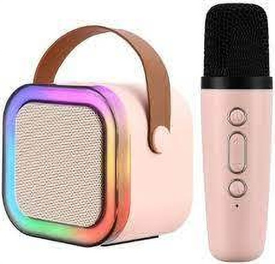 Woonk Party Pop K12 Bluetooth Speaker Wireless Mic with 3 Voice Converter RGB Light 10 W Bluetooth Speaker(Pink, 5.1 Channel)