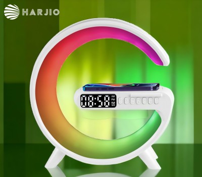 Harjio G Shape RGB Lamp, Bluetooth Speaker With Wireless Charging of 15W, Digital Clock 5 W Bluetooth Home Audio Speaker(White, 2.0 Channel)