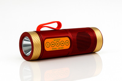 Jmax Portable BT Speaker| 7W, FM,LED Torch USB/TF/AUX, – Outdoor Travel Music System 7 W Bluetooth Speaker(Red, Stereo Channel)