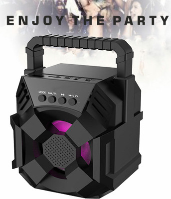Worricow High Bass Portable Wireless Bluetooth Party speaker, RGB Lights, Splashproof 10 W Bluetooth Speaker(Black, 5.0 Channel)