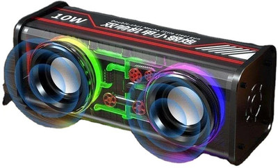Life Like Mecha RGB Transparent High Bass Dual 10 W Bluetooth Speaker(Black, Stereo Channel)