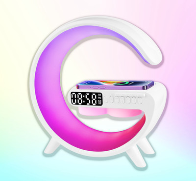 Harjio G Shape RGB Lamp, Bluetooth Speaker With Wireless Charging of 15W, Digital Clock 5 W Bluetooth Speaker(White, 2.0 Channel)