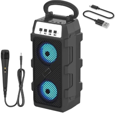 ZWOLLEX WS-1300 Upto 8Hrs Playtime | Portable Outdoor Party Tower Speaker |Wireless Mic| 10 W Bluetooth Speaker(Black, 2.0 Channel)