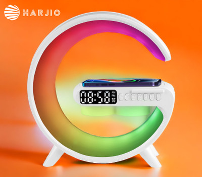Harjio Ambient RGB lights, Party Bluetooth Speaker-Wireless Charger-Alarm Clock 5 W Bluetooth Laptop/Desktop Speaker(White, 2.0 Channel)