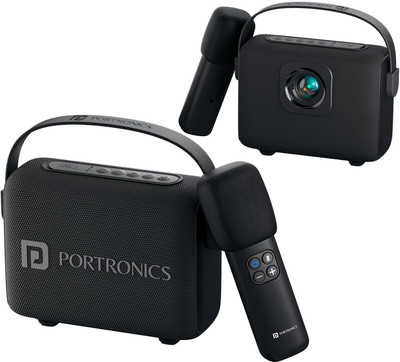 Portronics Resonate 2 14W Bluetooth Speaker With Wireless Karaoke Mic, LED Projection Light 14 W Bluetooth Speaker(Black, Mono Channel)
