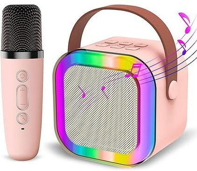 Pinxo K12 Wireless Speaker Karaoke Mic with Fun Voice Change & RGB Party Lights Speaker Mount