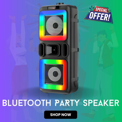 GUGGU Party Speaker with Wireless Bluetooth Speaker RGB Light Mic & Aux /USB Card S84 40 W Bluetooth PA Speaker(Black, 4.1 Channel)