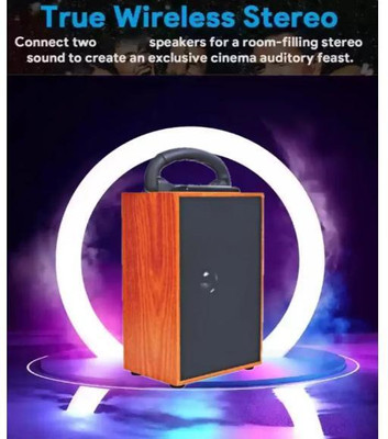 Buywithrs Long Battery Life Wooden Bluetooth Speaker – Stereo Sound 10 W Bluetooth PA Speaker(Brown, 4.2 Channel)