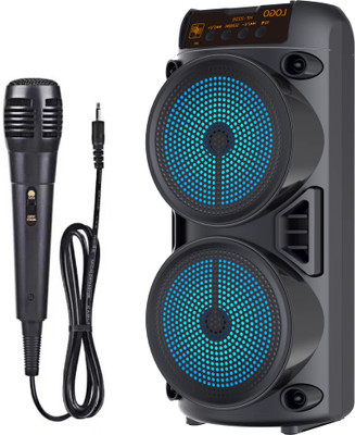 WOOS Rocklight Karaoke Speaker Double Woofer with Microphone TWS Dual Pairing 6 W Bluetooth Party Speaker(Black, Mono Channel)