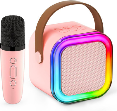 RHONNIUM Mini Bluetooth Portable Wireless Microphone Karaoke Speaker-xc 10 W Bluetooth Party Speaker(Pink, Stereo Channel)