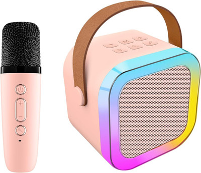 RHONNIUM Mini Karaoke Machine with Microphone-ls 10 W Bluetooth Party Speaker(Pink, Stereo Channel)