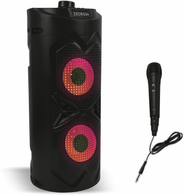 Zeorgia ZR011 Dual 4-Inch Portable with Karaoke Mic 30 W Bluetooth Party Speaker(Black, Stereo Channel)