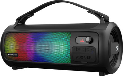 ZEBRONICS 500 Portable wireless with 15h Backup,USB, AUX, 20 W Bluetooth Party Speaker(Black, Stereo Channel)