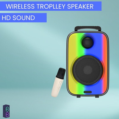 YAROH Rainbow (WIRELESS TROLLEY SPEAKER)Karaoke Mic & RGB Light With Hi Bass SoundB30 35 W Bluetooth Party Speaker(Black, 4.1 Channel)