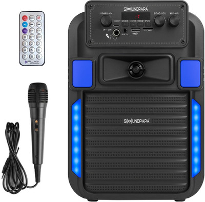Soundpapa Portable Bluetooth Speaker 2400mAh, Party Speaker with FM Radio, USB, TF Card 80 W Bluetooth Party Speaker(Black, 2.0 Channel)
