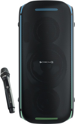 ZEBRONICS Party Fyre 100 Trolley Speaker 6 Playback,Wireless Mic with Display,USB, AUX 90 W Bluetooth Party Speaker(Black, Mono Channel)
